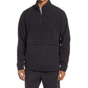 Zella BNWOT "open range" half zip fleece pullover black sweater XLarge New